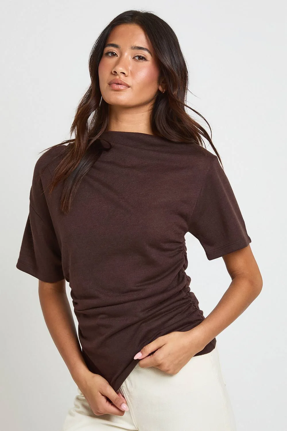 Slub Off-The Shoulder Top by boohoo