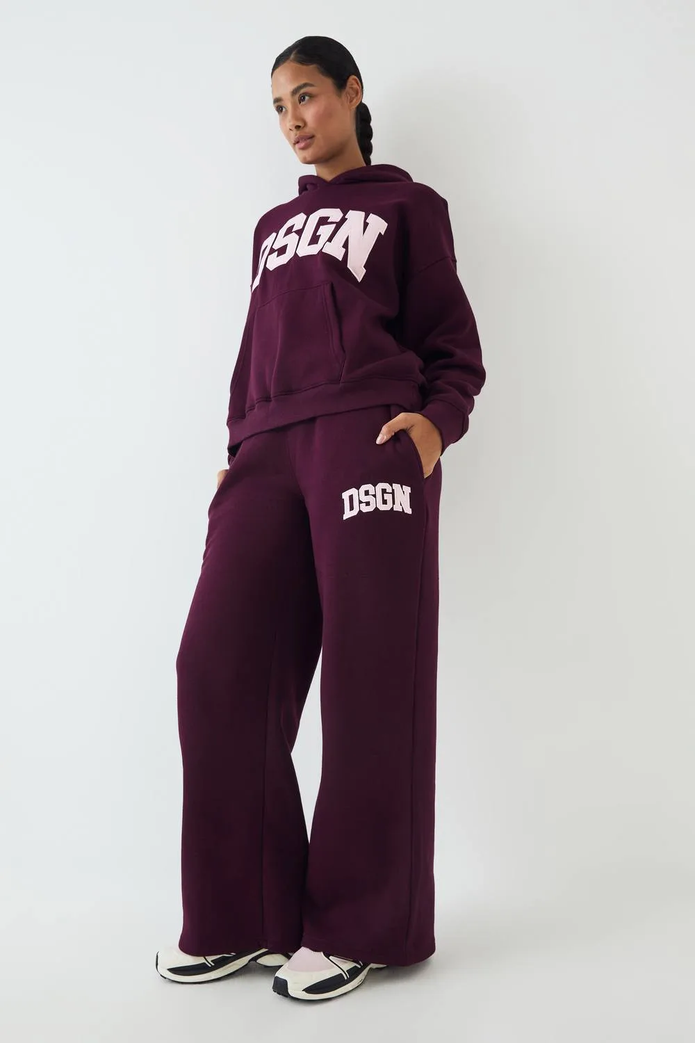 Collegiate Applique Straight Leg Jogger Pants by DSGN Studio