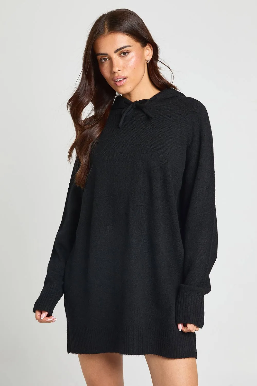 Oversized Knitted Hoody Mini Dress by boohoo