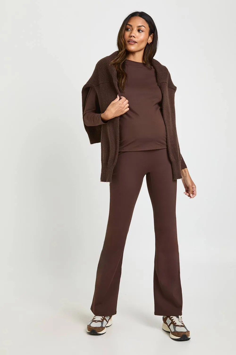 Maternity Supersoft Sculpt Bump Support Yoga Flares by boohoo