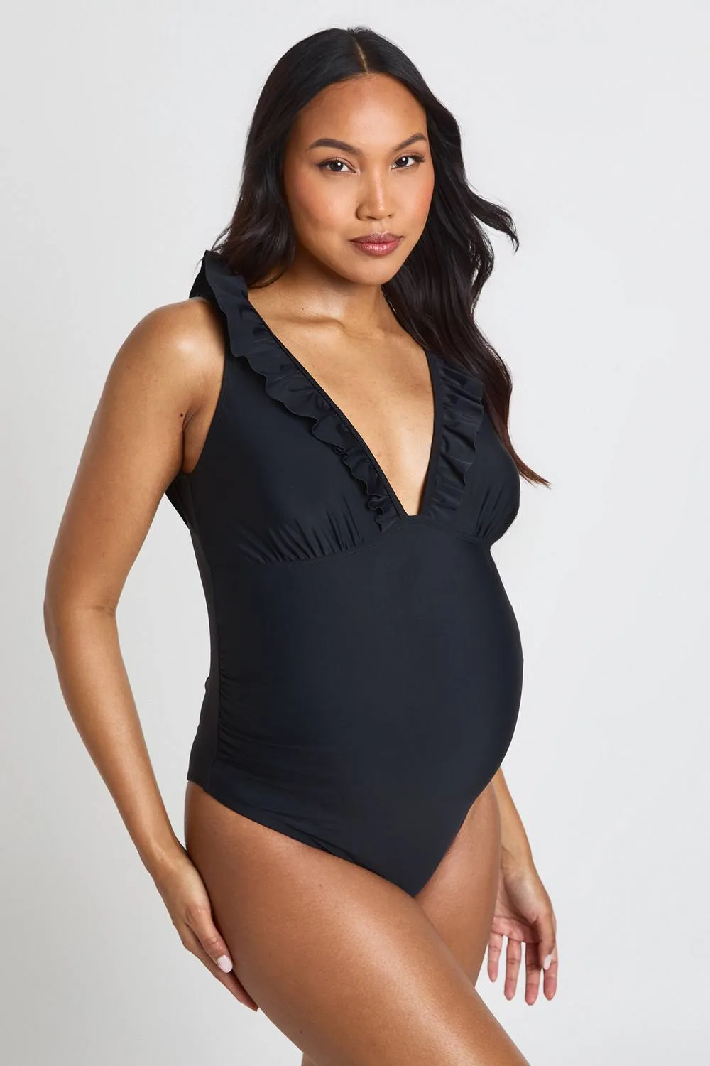 Maternity Plunge Ruffle Swimsuit