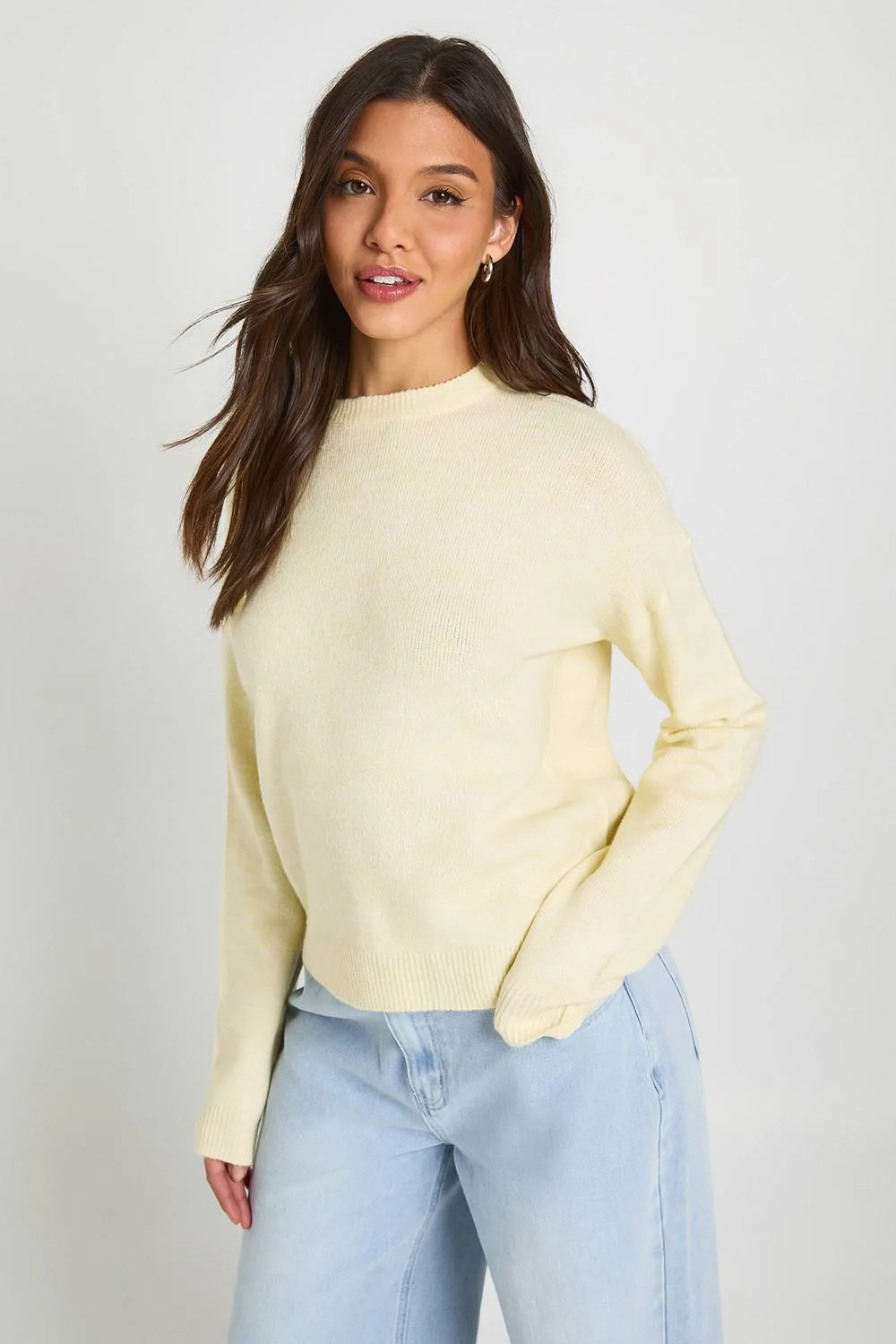 Knitted Crew Neck Jumper by boohoo