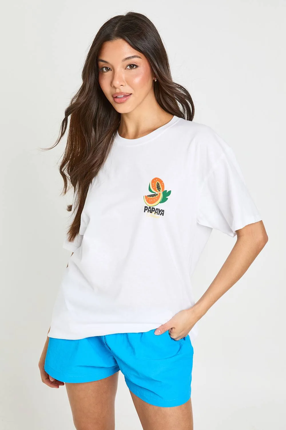Papaya Front & Back Print T-Shirt by boohoo
