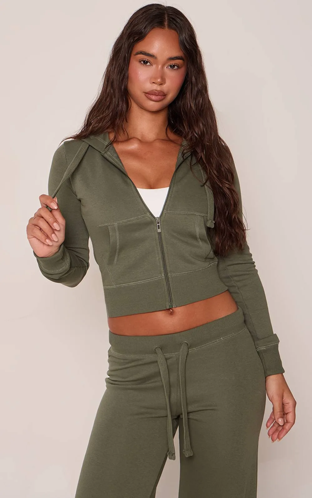 Fitted Zip Up Loopback Hoodie by PrettyLittleThing