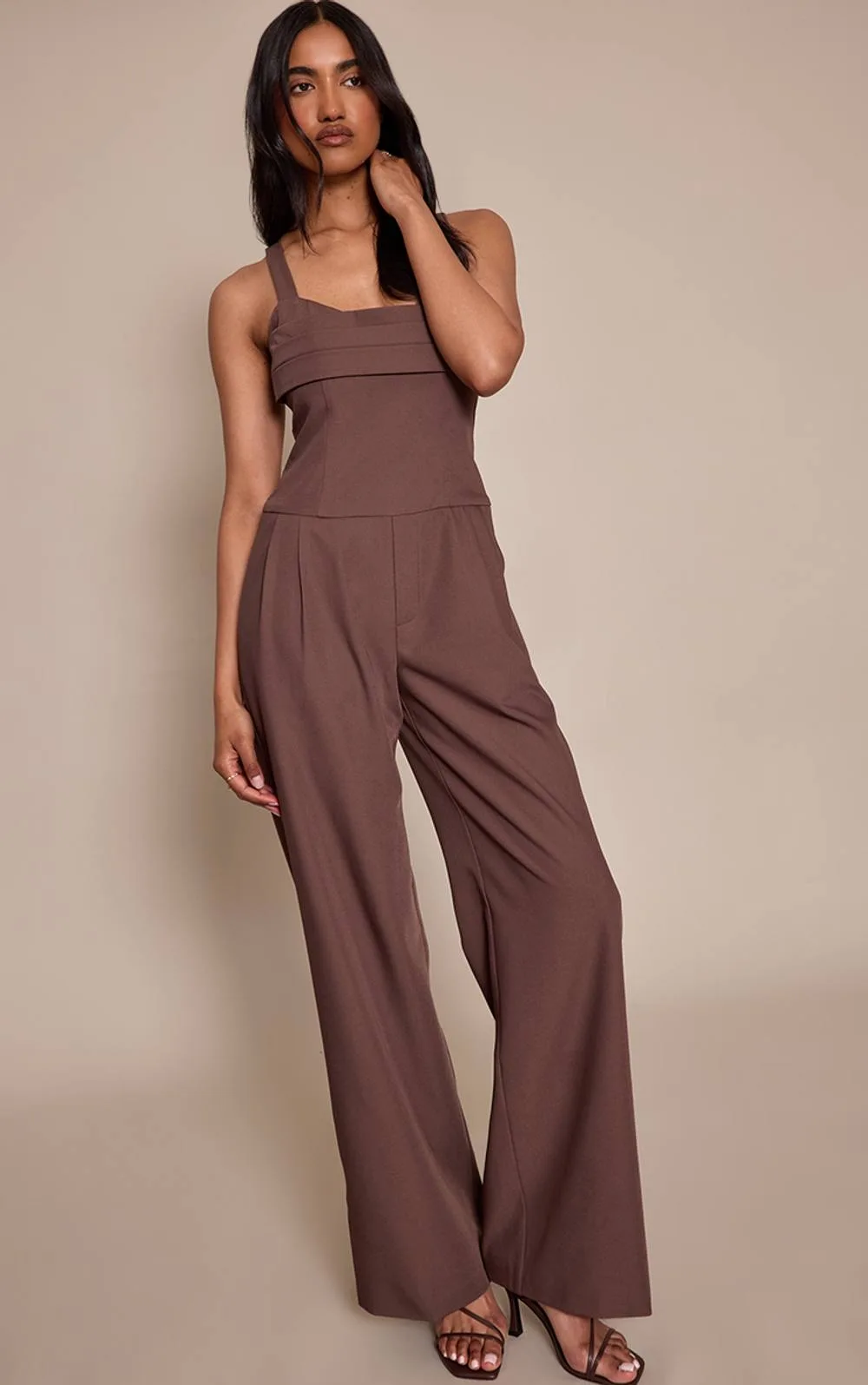 Tailored Panel Detail Wide Leg Jumpsuit by PrettyLittleThing
