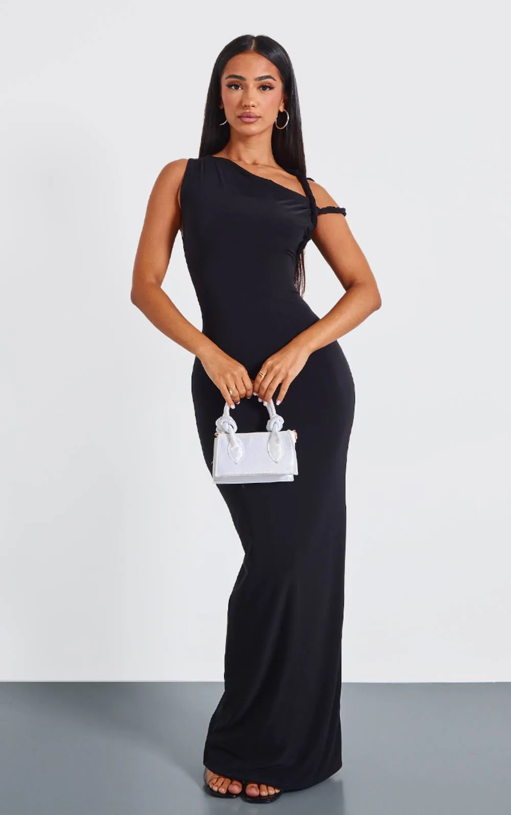 Slinky Twist Shoulder Maxi Dress by PrettyLittleThing