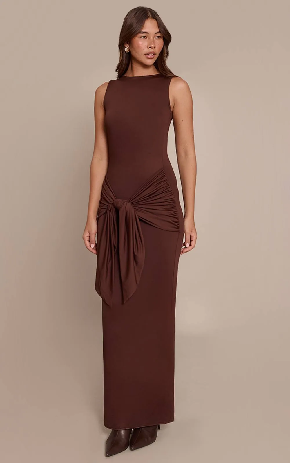 Jersey Boat Neck Wrap Detail Maxi Dress by PrettyLittleThing