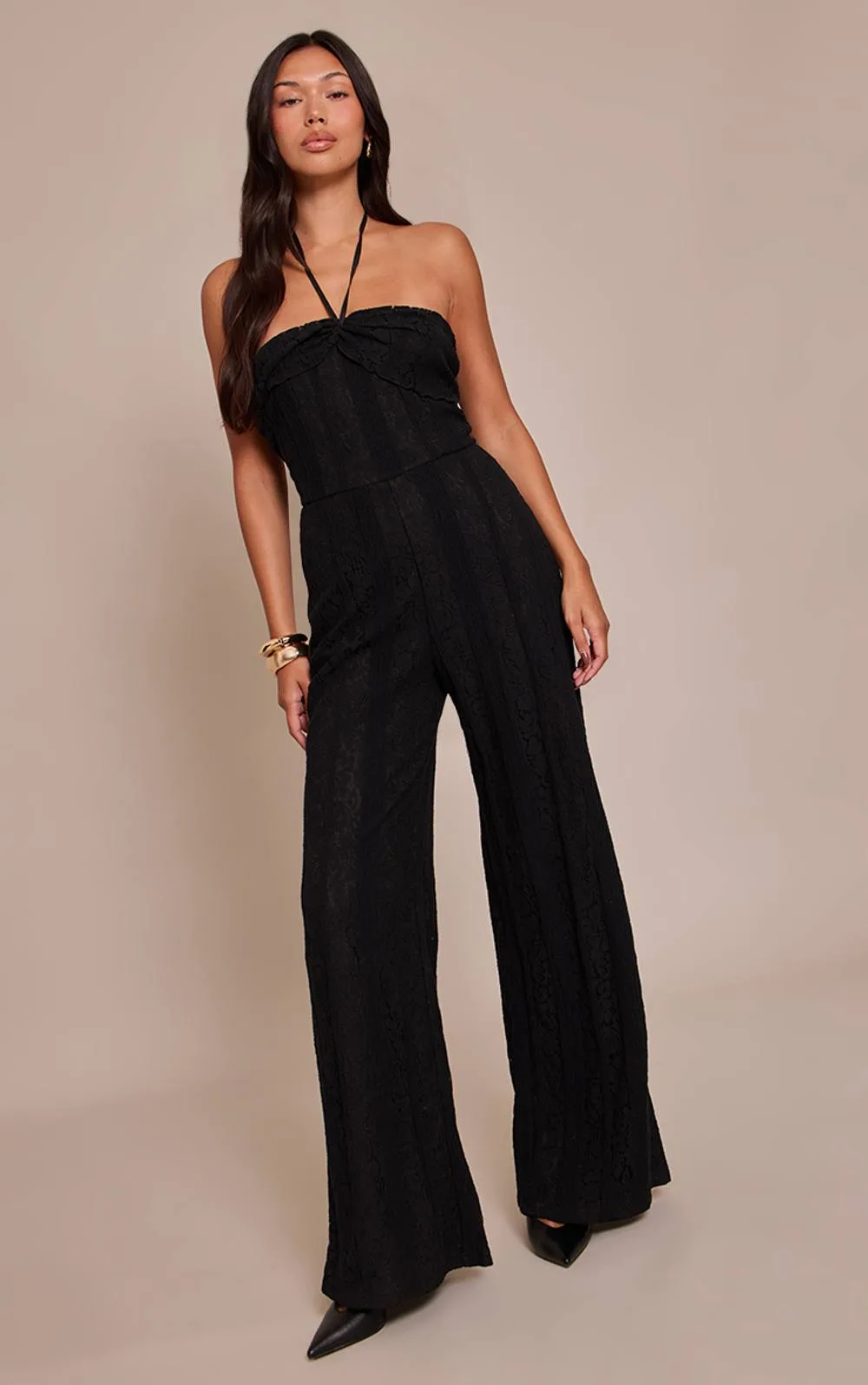 Lace Fold Over Straight Leg Jumpsuit
