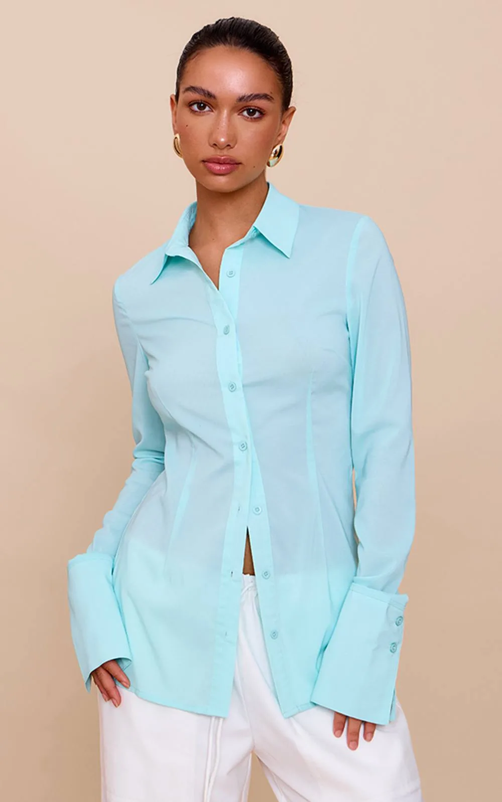 Chiffon Fitted Shirt by PrettyLittleThing