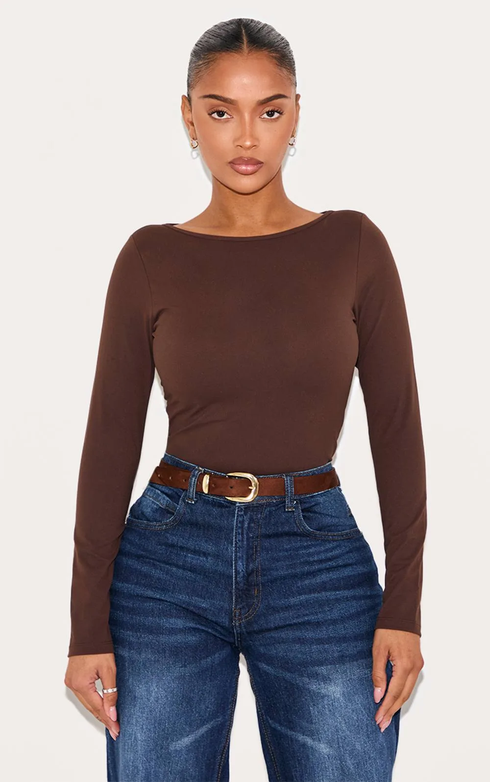 Shape Built in Bra Sculpt Boat Neck Long Sleeve T-Shirt