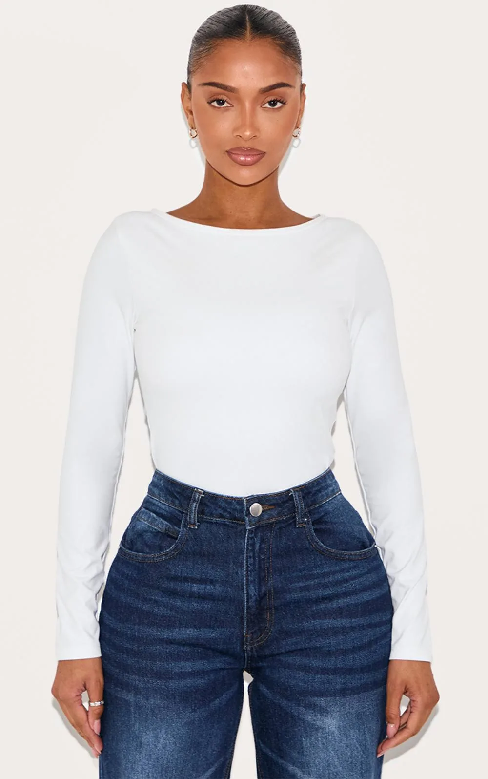 Shape Built in Bra Sculpt Boat Neck Long Sleeve T-Shirt