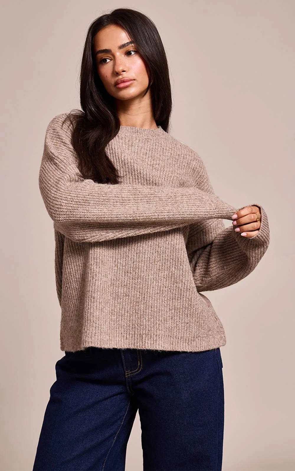 Round Neck Knitted Raglan Sleeve Sweater by PrettyLittleThing