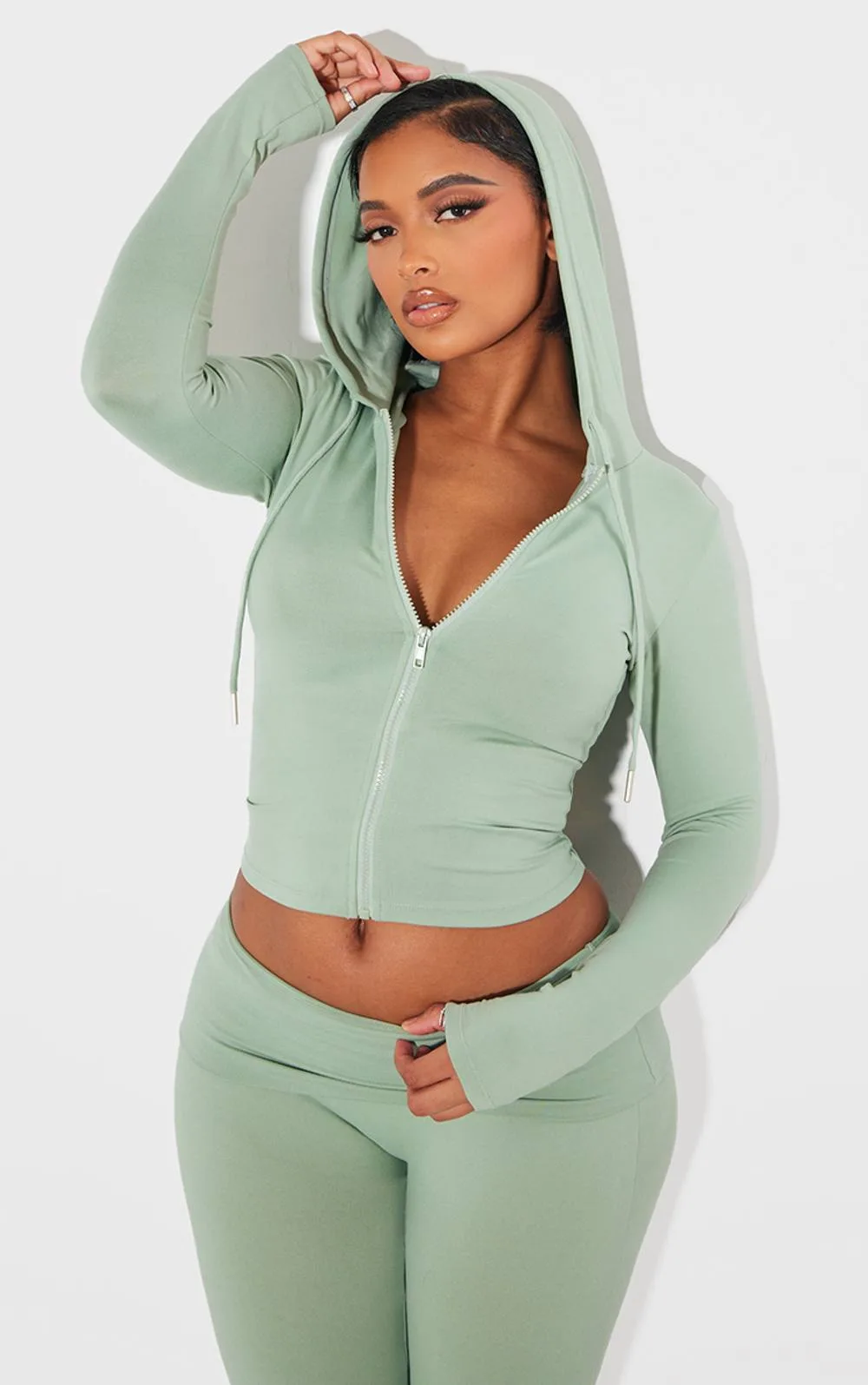 Sculpted Zip Through Hoodie Co-Ord by PrettyLittleThing