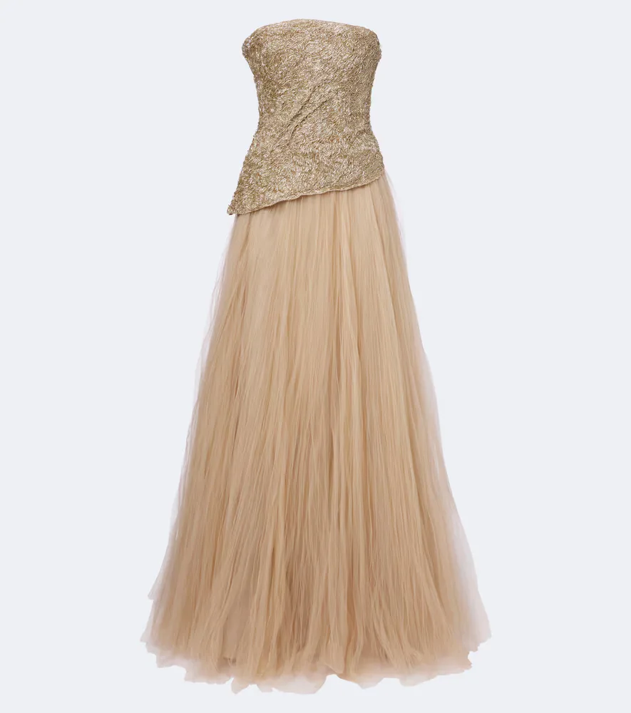 Robe Longue En Tulle à Ornements by Marmar Halim