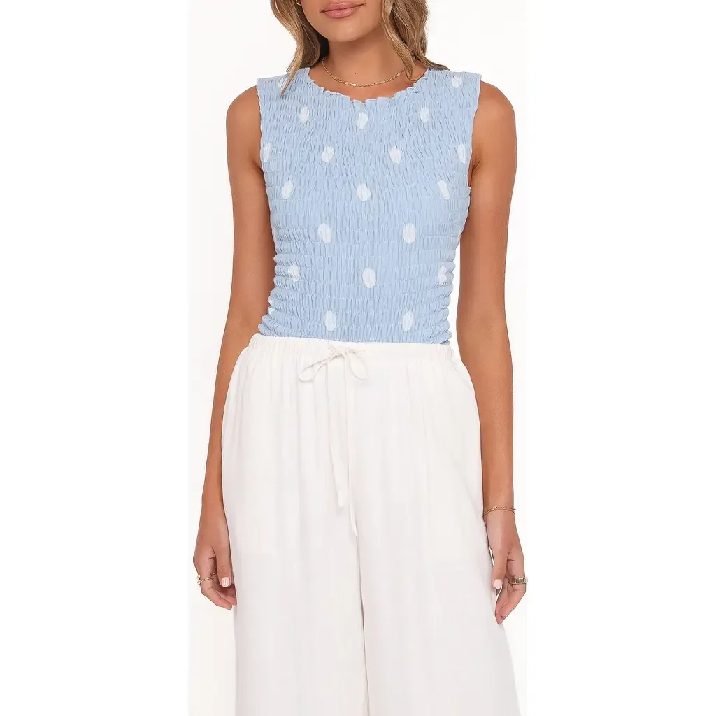 Zoya Polka Dot Shirred Open Back Top by Petal & Pup