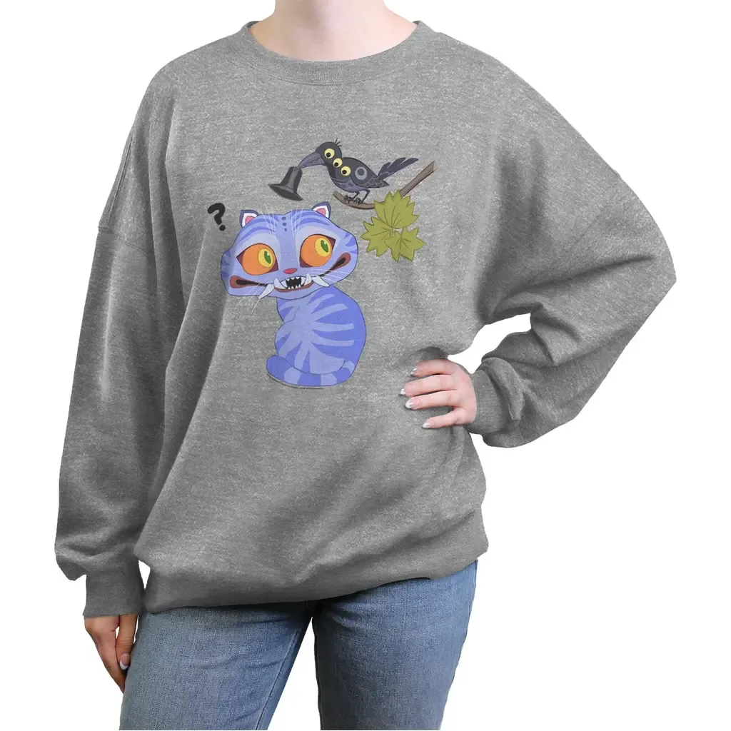 Derpy and Magpie Playful Pets Long Sleeve Oversized Sweatshirt by KPop Demon Hunters