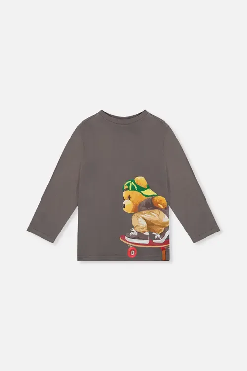 Organic Cotton Crew Neck Skate Bear Long Sleeve T-Shirt by Deux par Deux