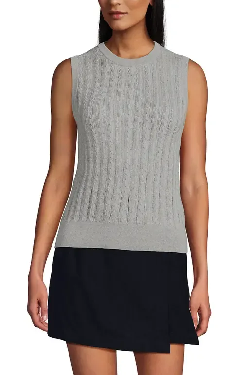 Cotton Pointelle Shell Sweater by Lands' End