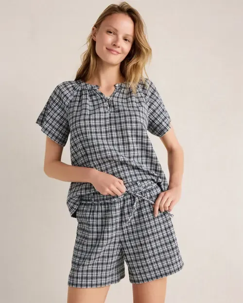 Crepe Gauze Plaid Top by Haven Well Within