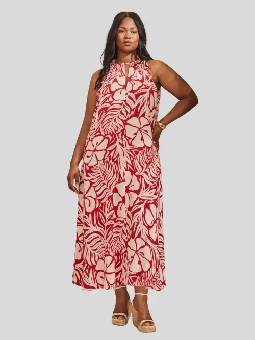 Floral Print Halter Neck Maxi Dress by Live Unlimited