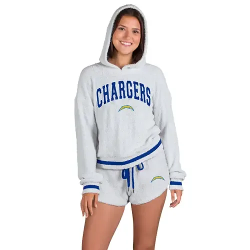 Concepts Sport Gray Los Angeles Chargers Whitley Long Sleeve Hoodie Top & Shorts Set by CONCEPTS SPORT