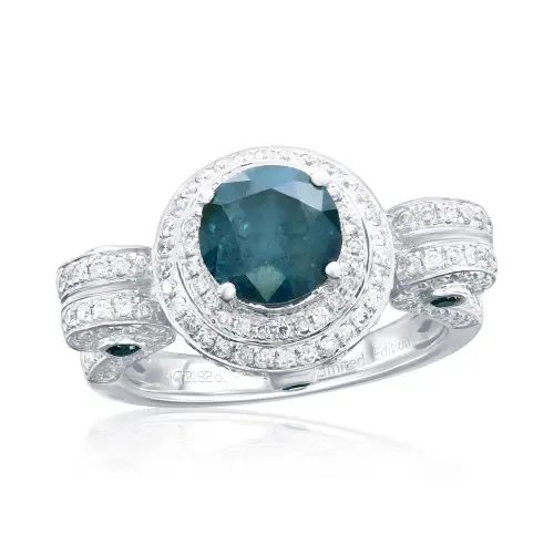 14K White Gold 1.82ct Blue Diamond & 0.95cttw Diamond Ring by SOUZANA by Suzy Levian