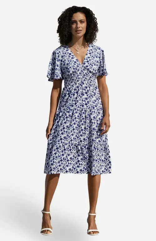 Floral Angel Sleeve Midi Dress by Yumi