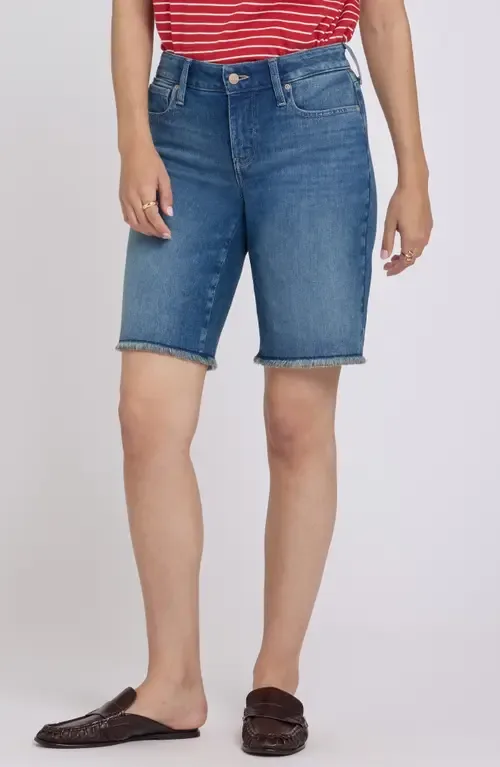 Lilly Frayed Relaxed Long Denim Shorts by NYDJ
