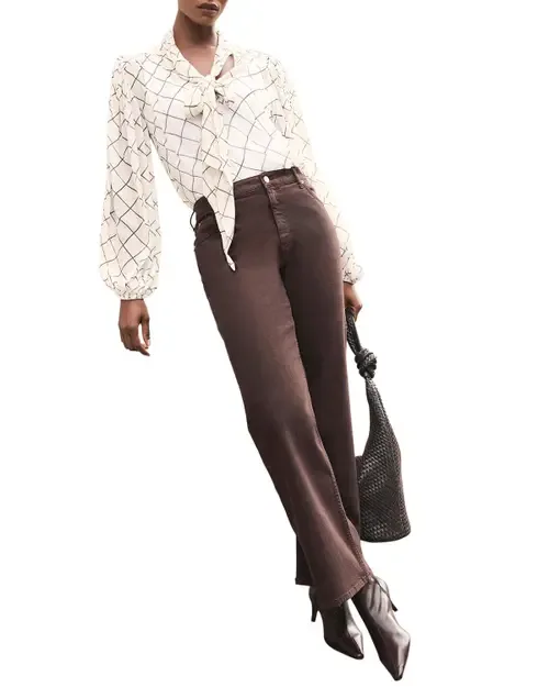 Checked Pussy Bow Blouse by MINT VELVET