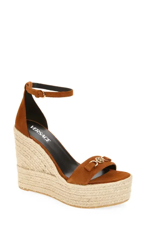 Medusa 95 Suede Espadrille Wedge Sandal by Versace