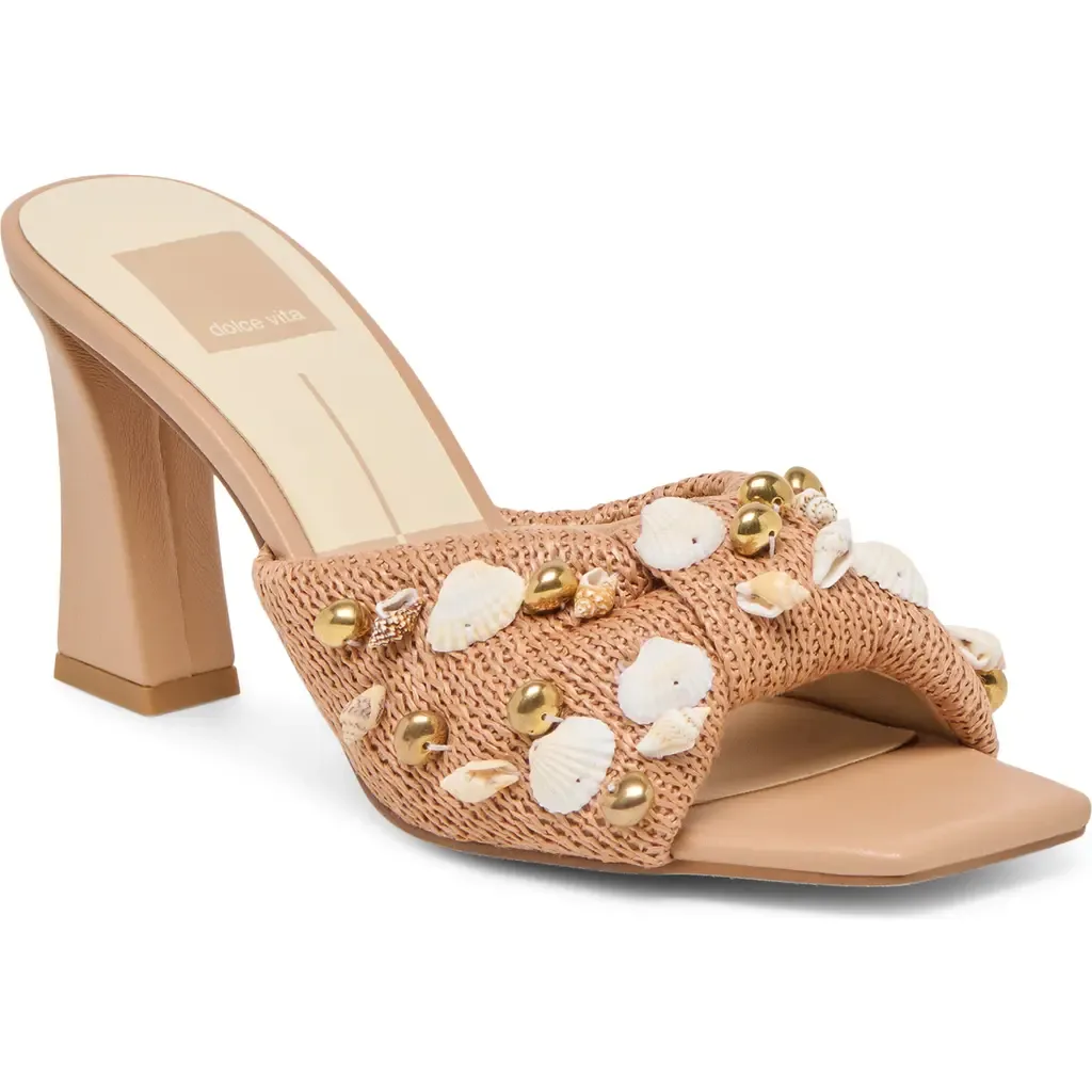 Tylah Sandal in Toffee Beaded Raffia by Dolce Vita