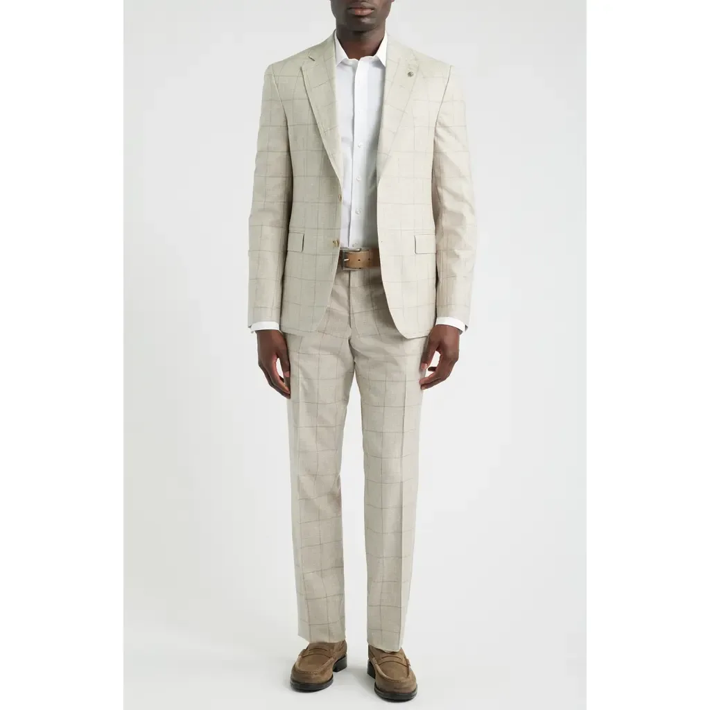 250th Capsule Mason Regular Fit Tan Mélange Windowpane Check Super 150s Wool Suit