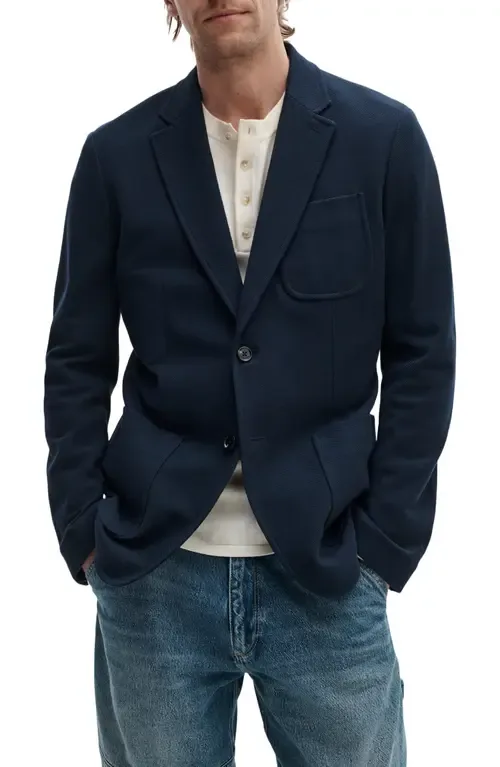 Skeleton Navy Cotton Piqué Blazer by rag & bone