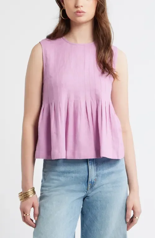 Sleeveless Pleated Linen Blend Top by Treasure & Bond