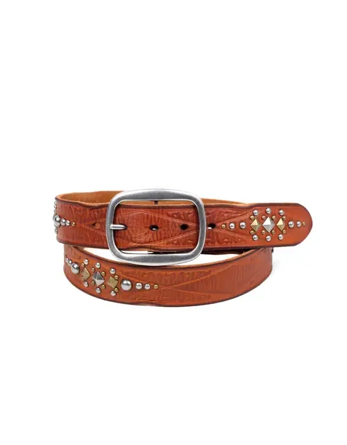 Legend Genuine Leather Bold Studded Statement Belt by OLD TREND