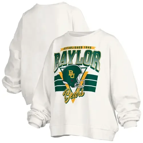 Pressbox Baylor Bears Oversized Janice Retro Waist-Length Pullover Sweatshirt by PRESSBOX