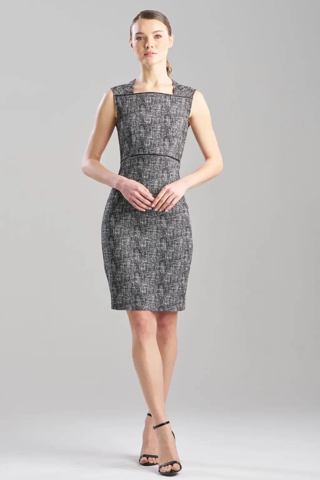 Double Weave Jqd Square Neck Sheath Dress