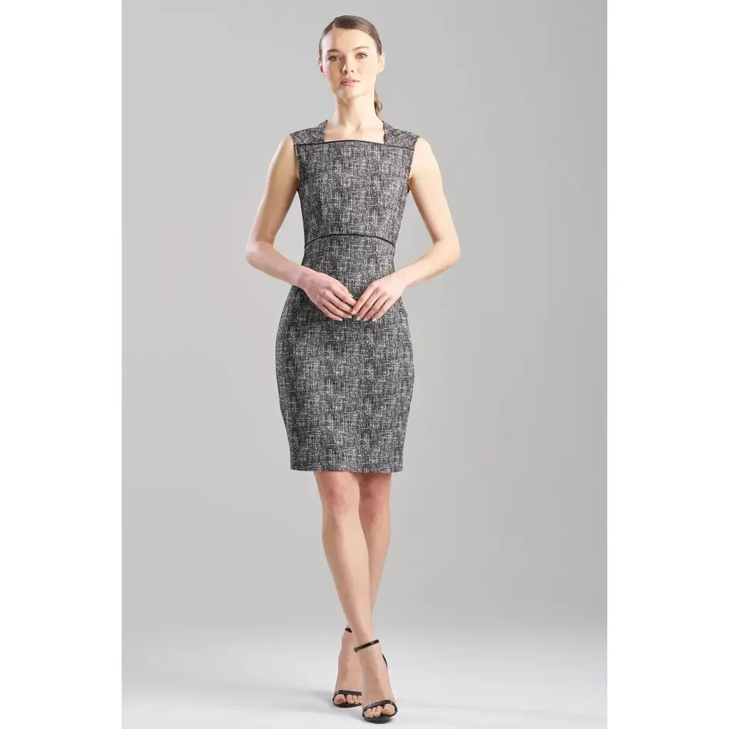 Double Weave Jqd Square Neck Sheath Dress by N Natori