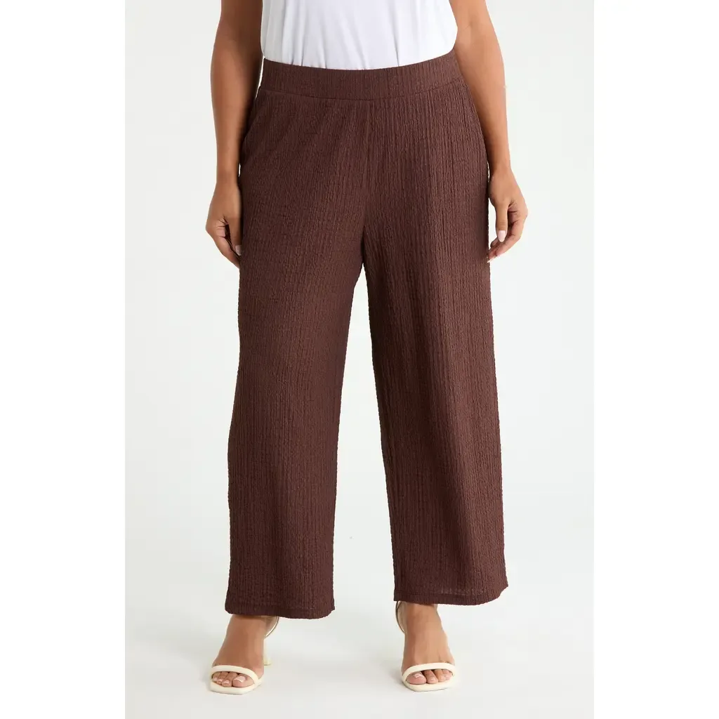Puckered Wide Leg Pull-On Ankle Pants by Jones New York