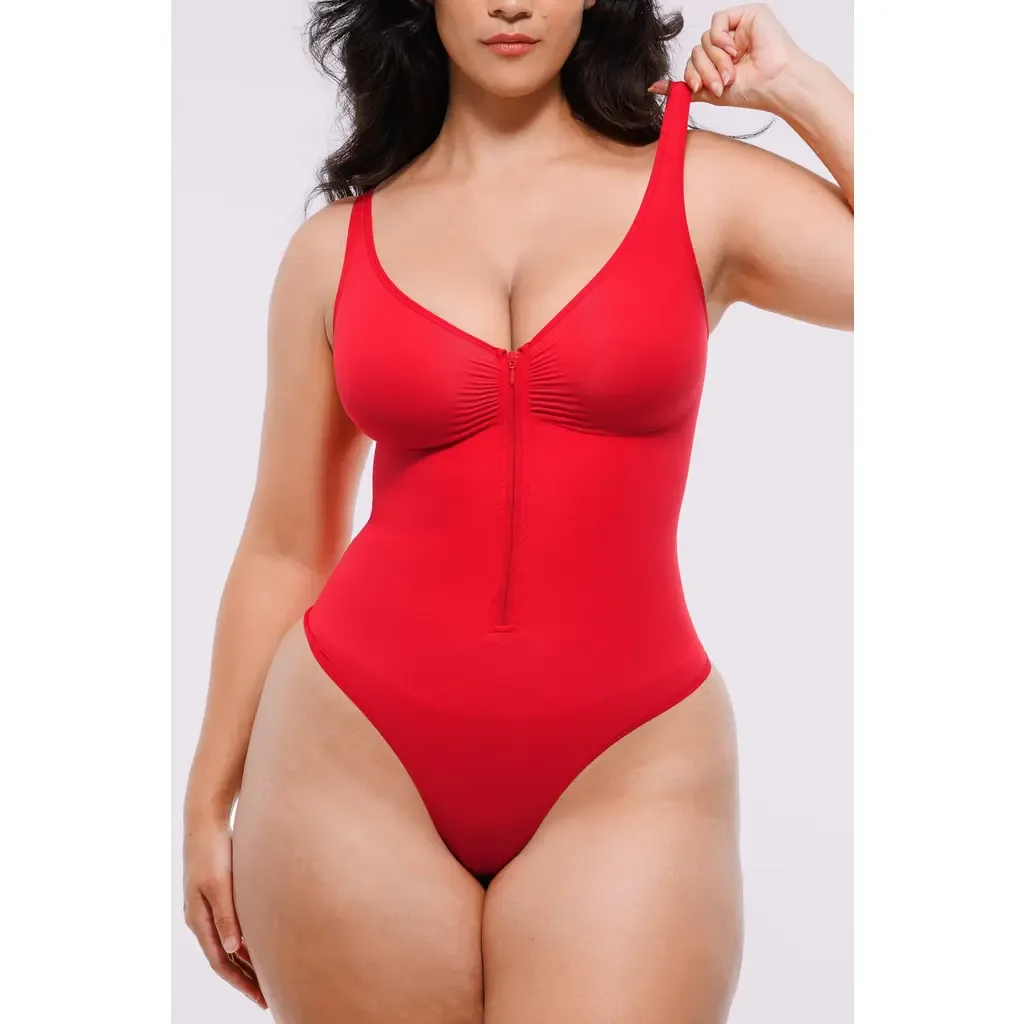 Skin Flow Zipper Front Thong Bodysuit by Shapellx