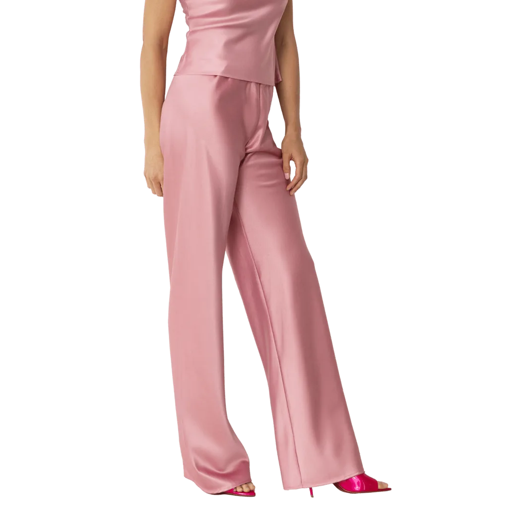 Olivette Satin Feel Wide Leg Pants by Self-Adore