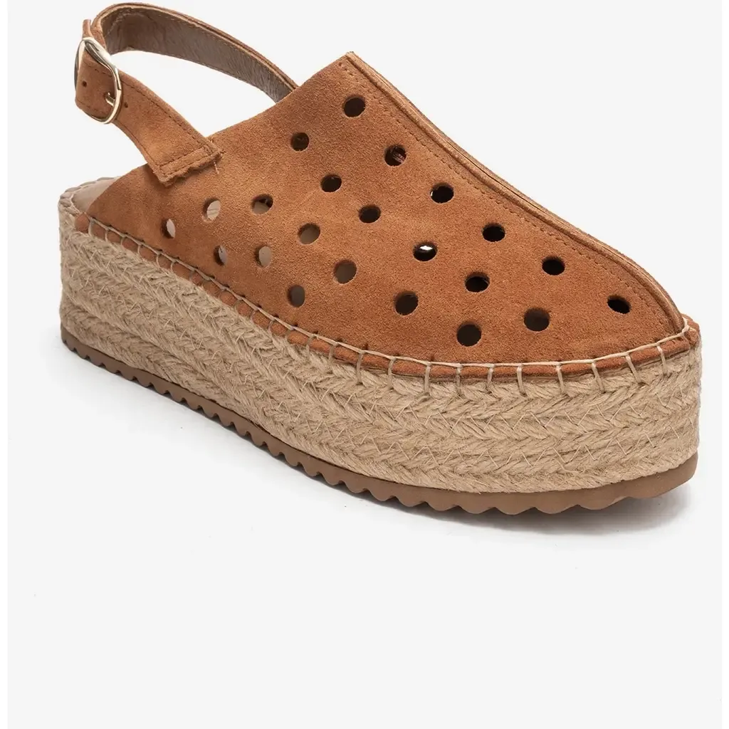 Fraga Leather Wedge Sandal in Cognac Suede by Forever & Always Shoes
