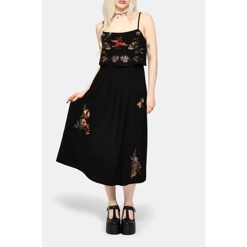 Genevra Embroidered Overlay Midi Dress by Disturbia