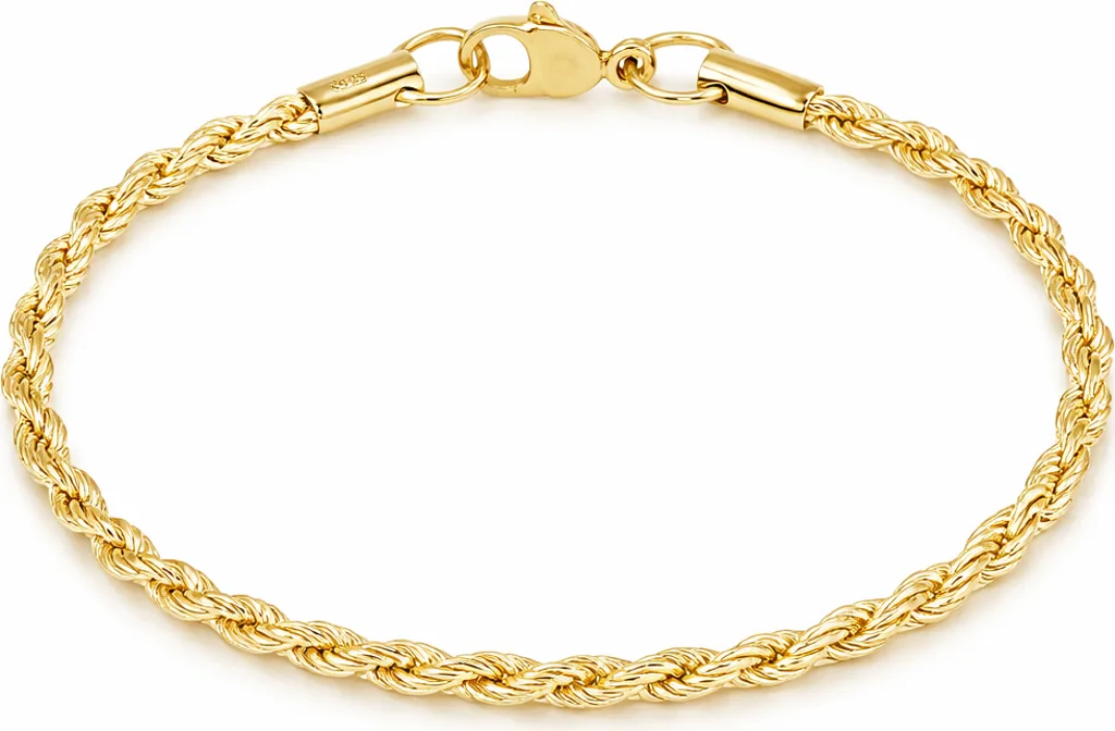 Sterling Silver Gold-Plated Rope Bracelet by Donatello Gian