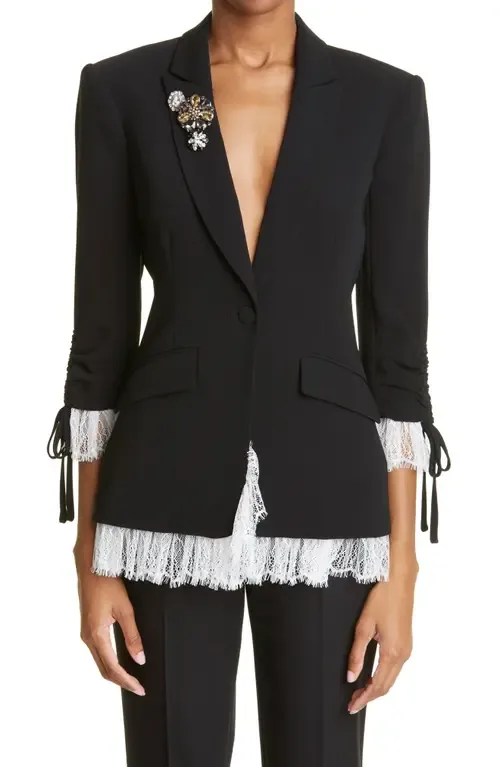 Roxie Lace Trim Blazer by Cinq à Sept
