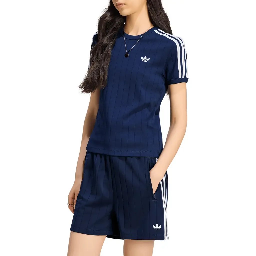 Pinstripe Slim Cotton T-Shirt by adidas Originals