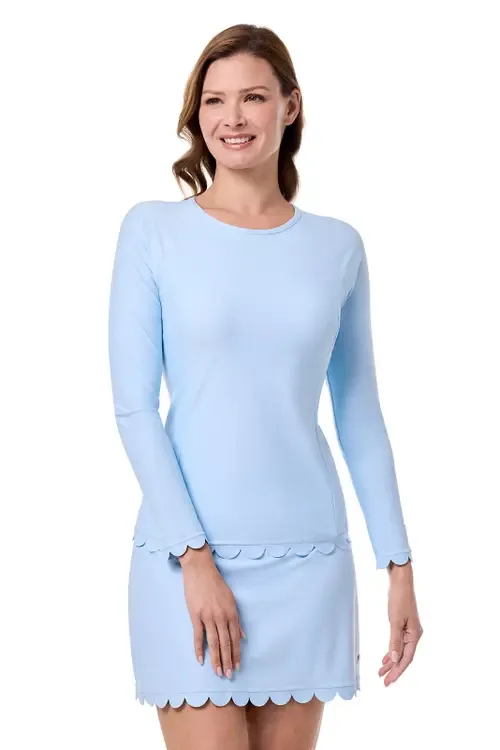 Stony Coral Scallop Long Sleeve Rash Guard, UPF 50+ Sun Protection by Coolibar
