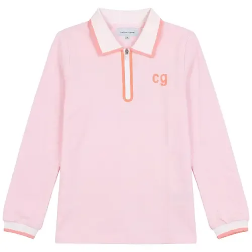 Contrast Trim Stretch Pique Polo Top by Charlotte & George