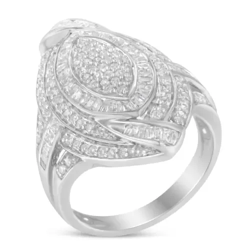 1 1/8 Cttw Diamond Cluster Triple Halo Knot Cocktail Ring