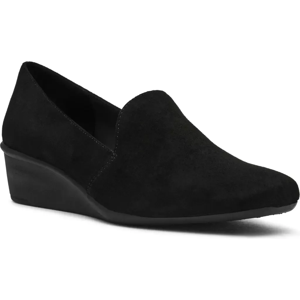 Wendell Wedge Pump in Black Suede by Anne Klein